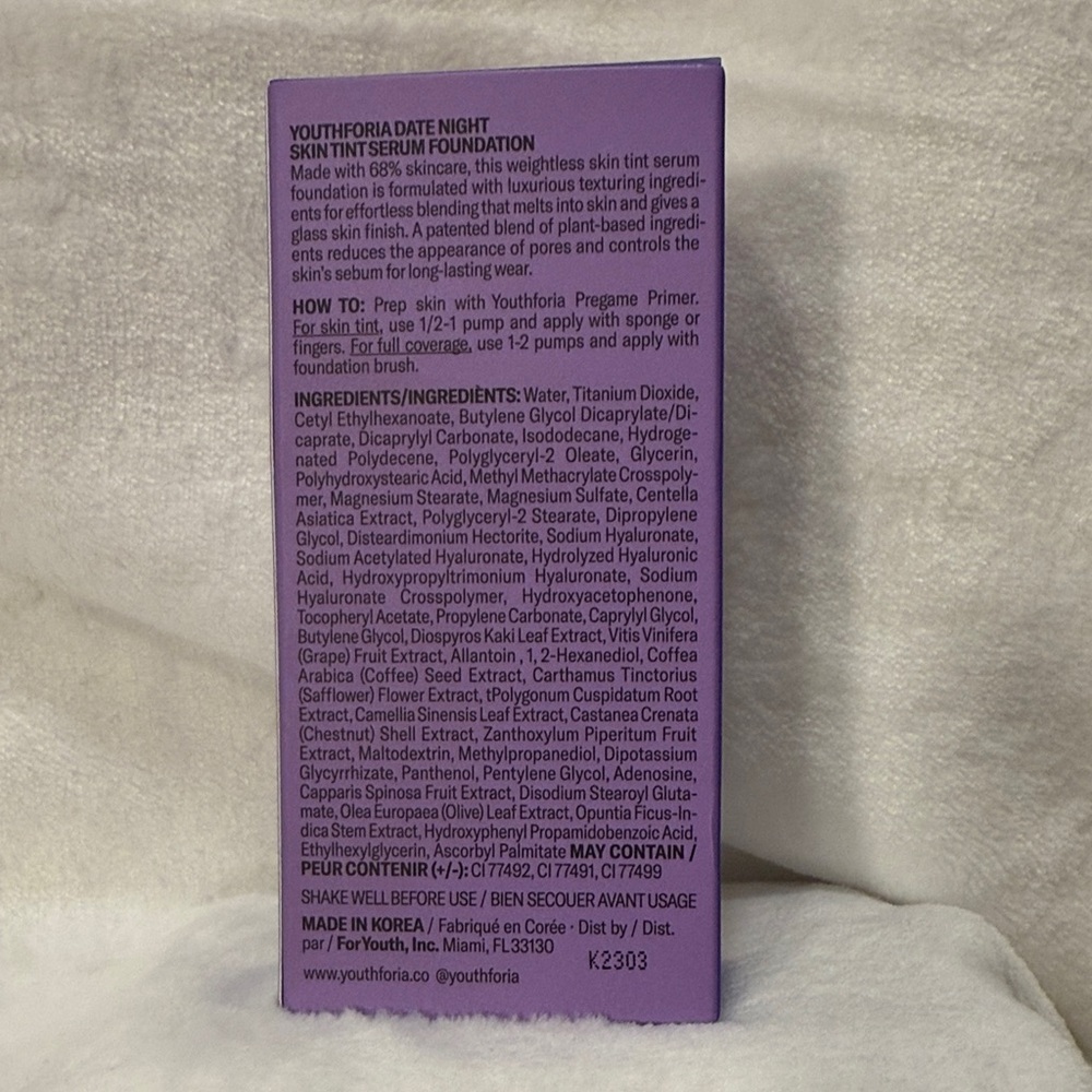 Youthforia Date Night Skin Tint Serum Foundation - Purple - Picture 4 of 7